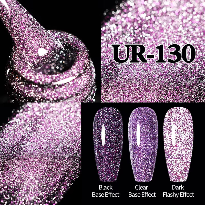 7.5Ml Champagne Gold Reflective Gel Nail Polish Bright Sparkling Glitter French Semi Permanent Nail Painting UV Gel