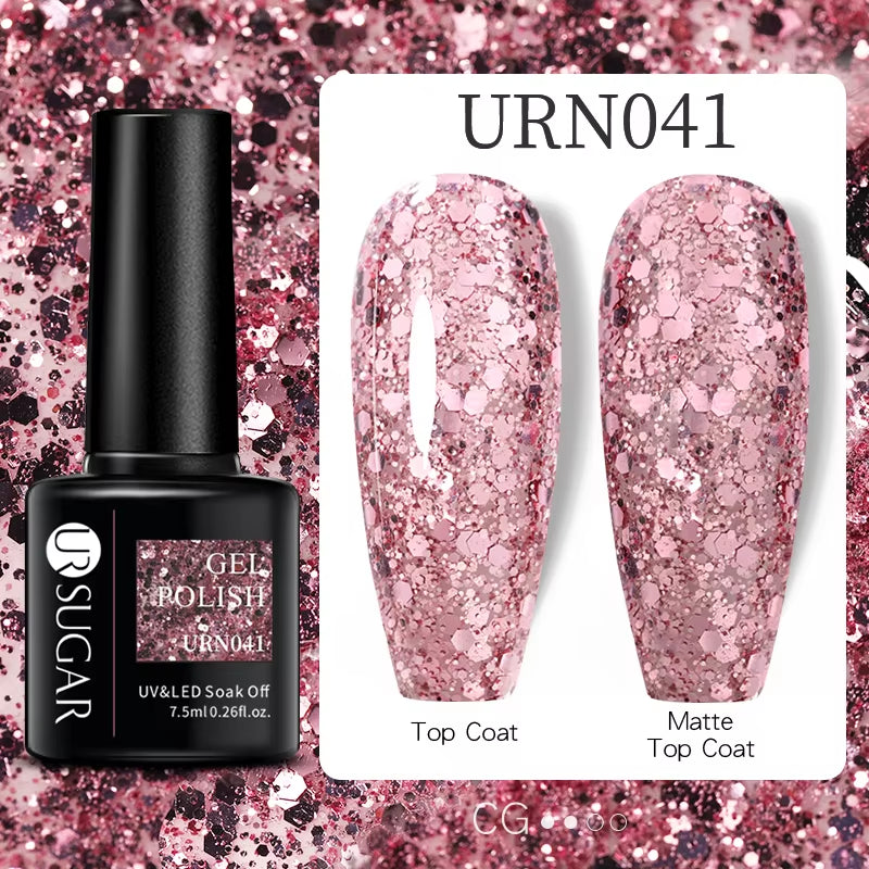 7.5Ml Champagne Gold Reflective Gel Nail Polish Bright Sparkling Glitter French Semi Permanent Nail Painting UV Gel