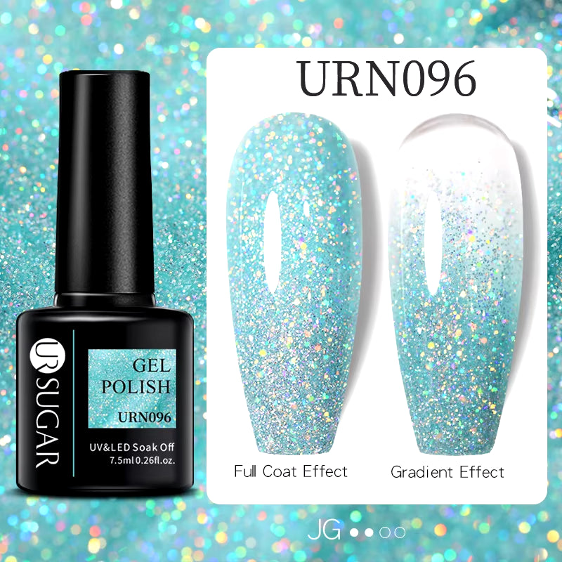 7.5Ml Champagne Gold Reflective Gel Nail Polish Bright Sparkling Glitter French Semi Permanent Nail Painting UV Gel