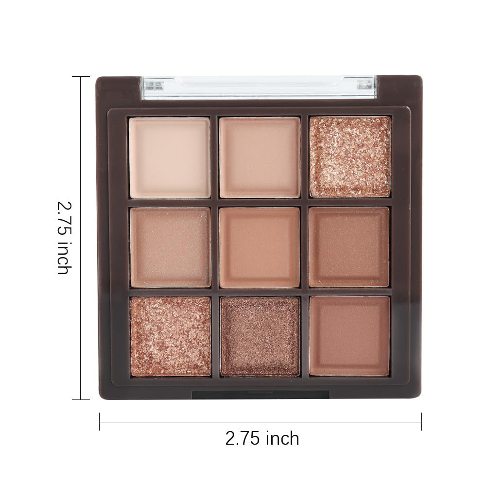 9 Colors Nude Champagne Gold Matte Shimmer Eyeshadow Palette for Eye Makeup,High Pigmented Brown Eye Shadow Primers Powder Palet De Sombras De Ojos-06#