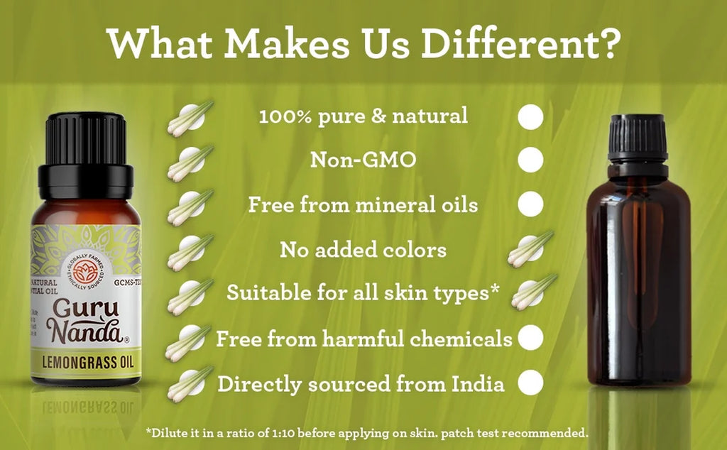 100% Pure & Natural Lemongrass Essential Oil for Aromatherapy & Diffuser - 15Ml