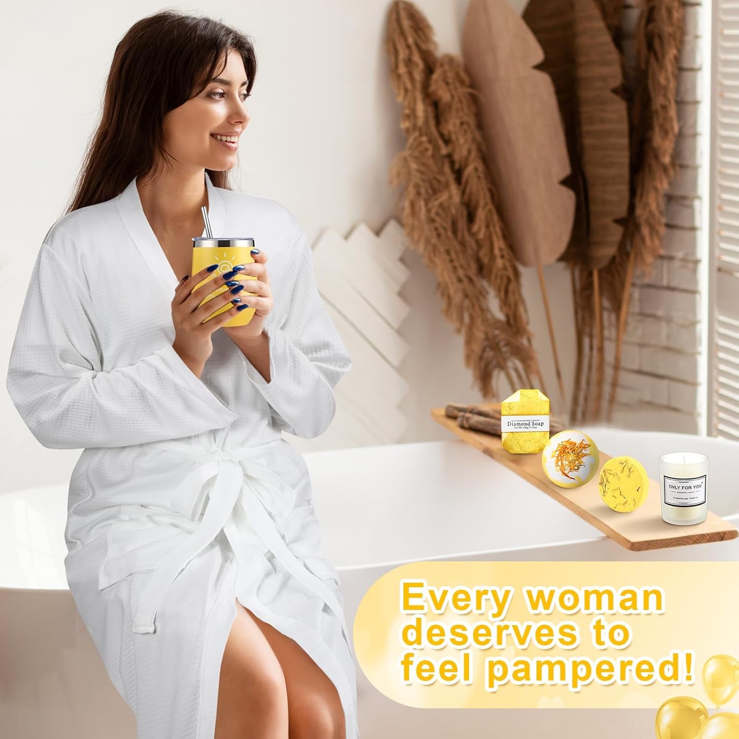 13 Pcs Birthday Gifts for Women Mothers Day Gifts Spa Basket Set for Women Mirrors Socks Steamers Jewelry Case Bath Robe Mom Nurse Girlfriend Wife