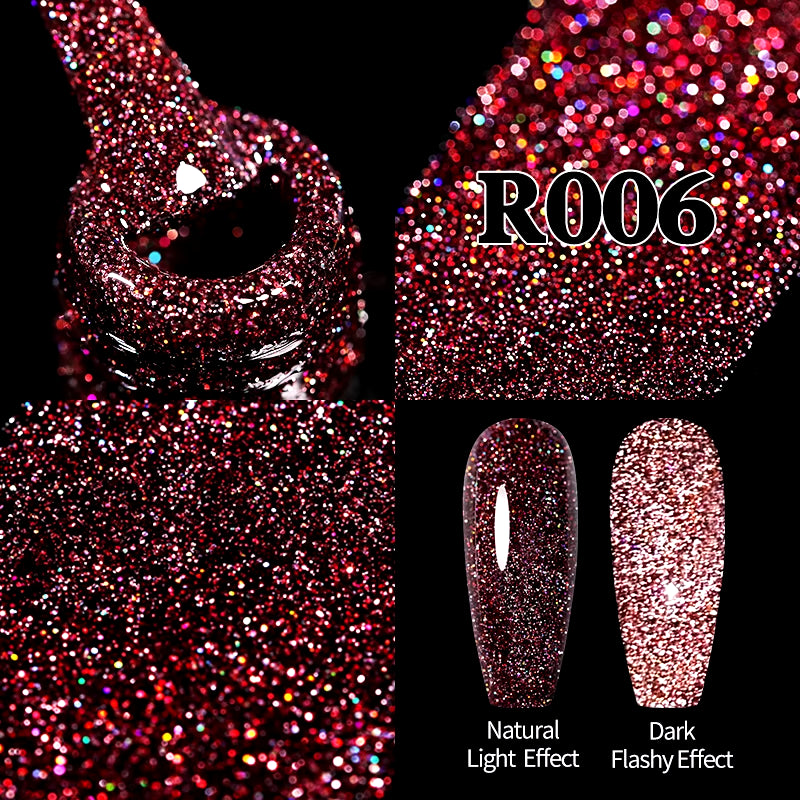 7.5Ml Champagne Gold Reflective Gel Nail Polish Bright Sparkling Glitter French Semi Permanent Nail Painting UV Gel