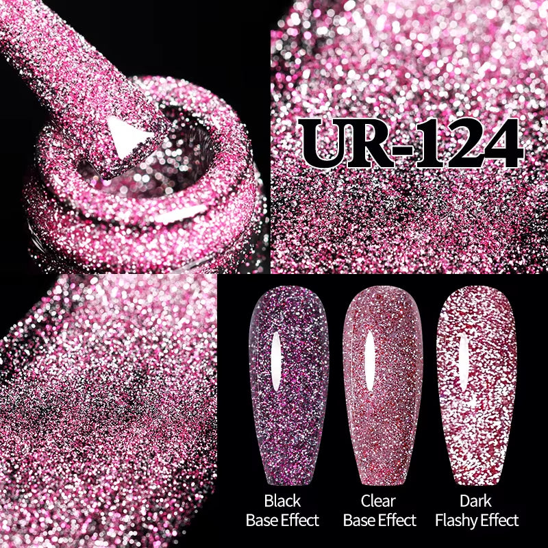 7.5Ml Champagne Gold Reflective Gel Nail Polish Bright Sparkling Glitter French Semi Permanent Nail Painting UV Gel